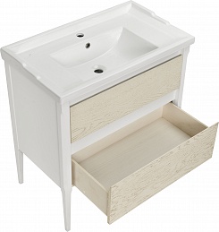 ASB-Woodline Мебель для ванной Лорена 80 белая/бежевая – фотография-9